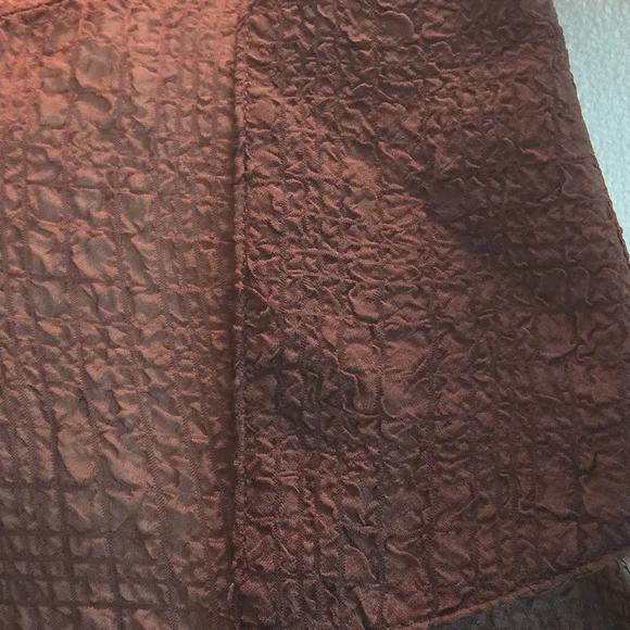 Elementz 2 pc Semi-Sheer Brown Textured Roll-tab Blouse Laced Cami Women's XL - Picture 6 of 16